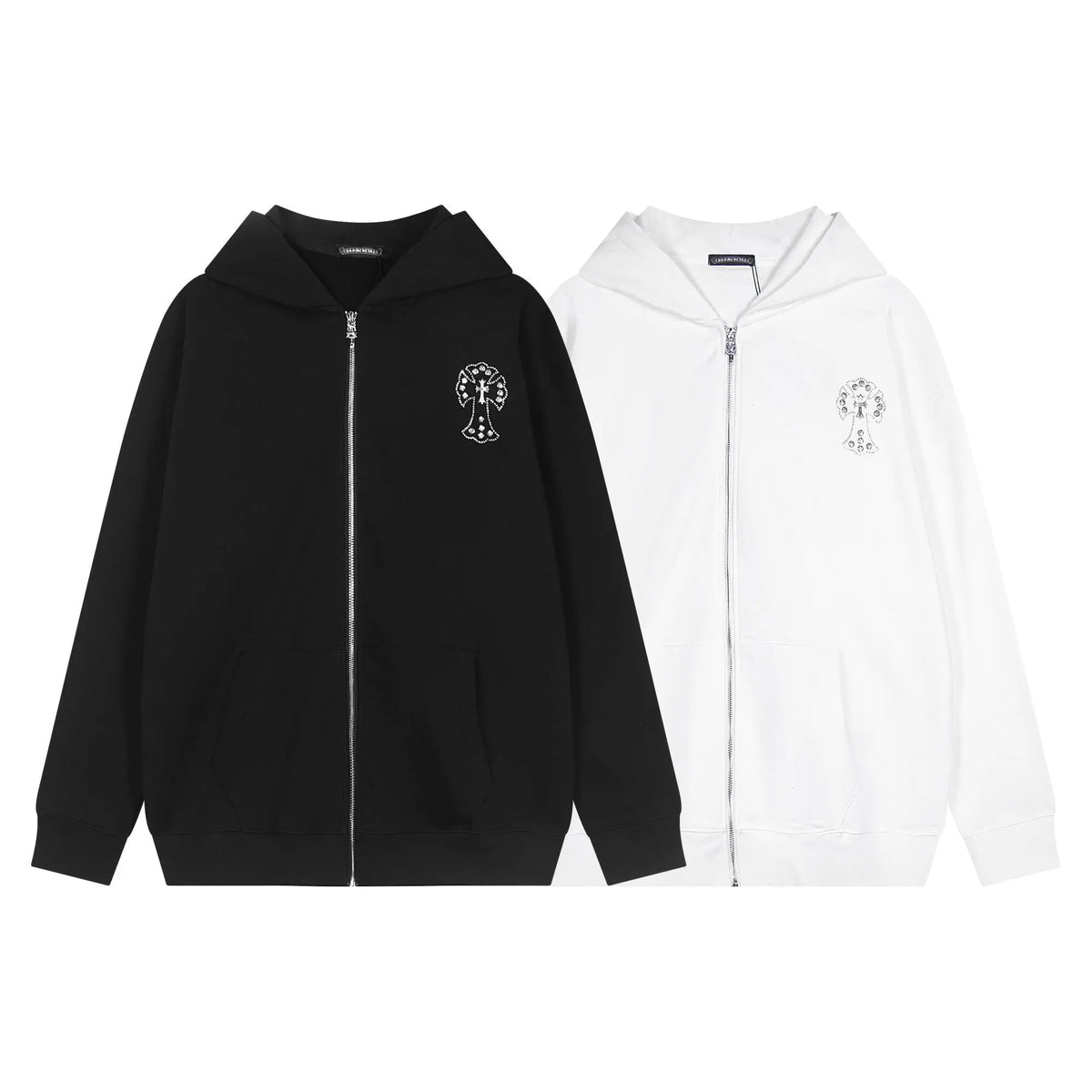 Luxury CHROME HEARTS  ZIP-UP Hoodie Firework Cross Chrome-Hearts