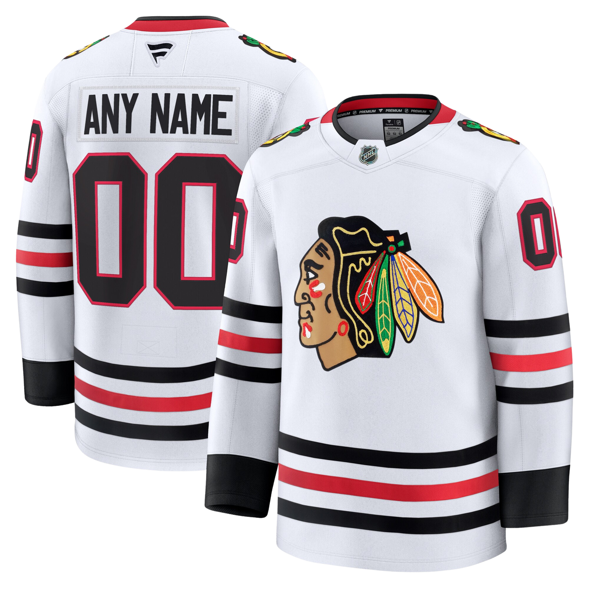 Customizable Chicago Blackhawks 2024 Fanatics Premium Official NHL AWAY Jersey Gorilla Fits