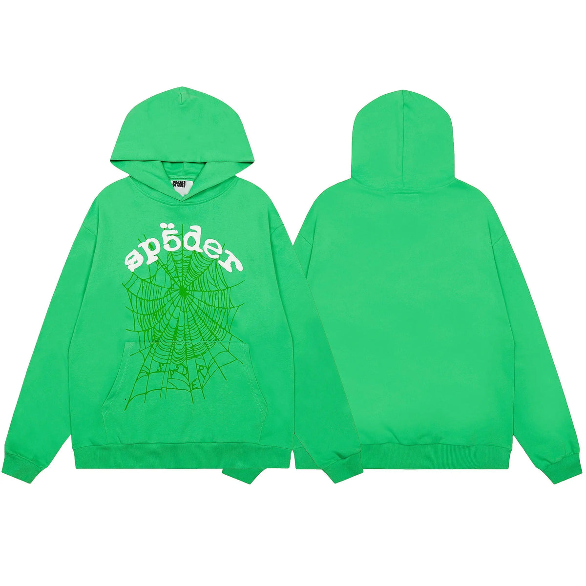 Sp5derFull Green Web Hoodie Sp5der