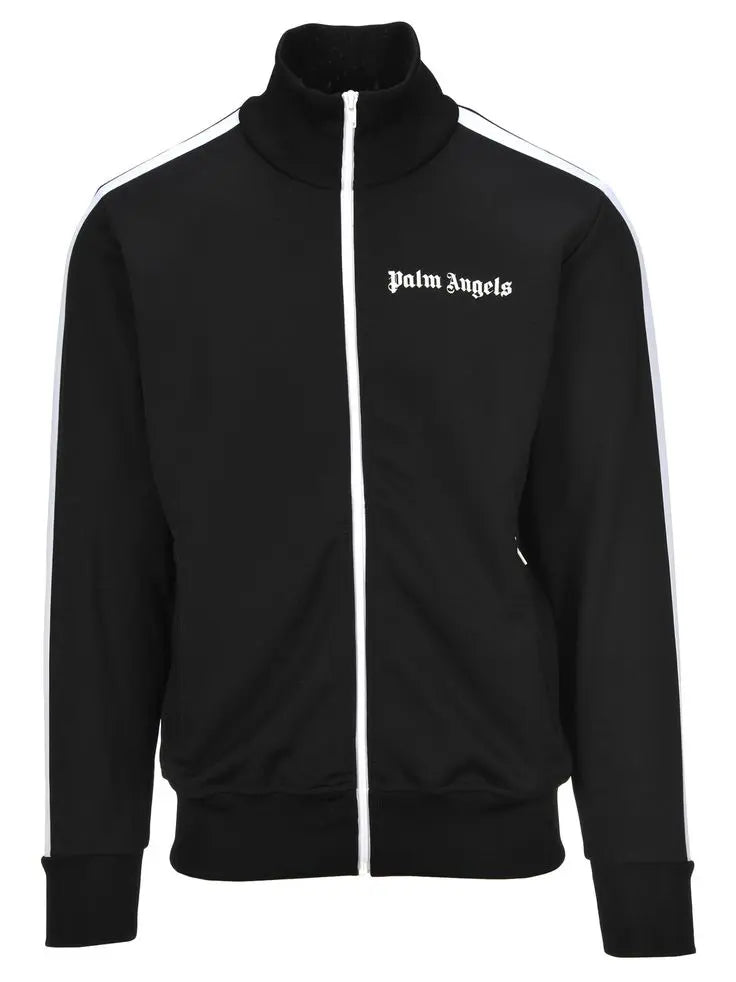 Palm Angles Classic Track stripe Jacket Black/tan logo print Gorilla fits