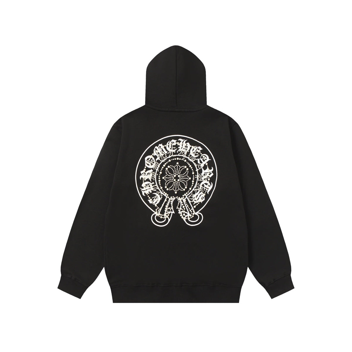 Chrome Hearts Rhinestone Horseshoe Hoodie - Black Gothic Streetwear Chrome-Hearts
