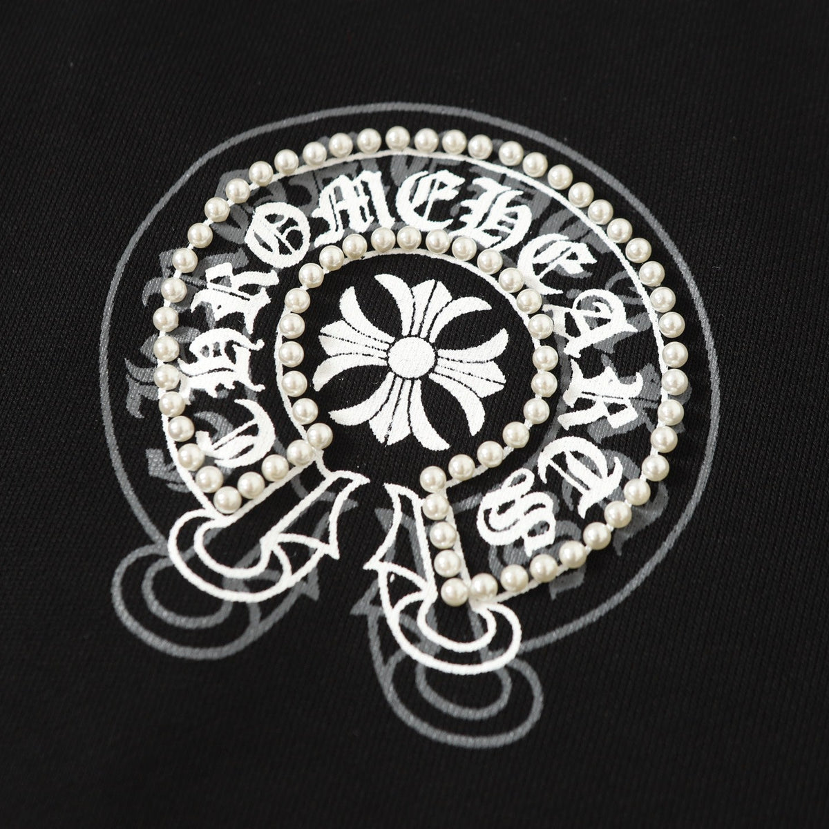 Chrome Hearts Rhinestone Horseshoe Hoodie - Black Gothic Streetwear Chrome-Hearts