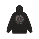 Chrome Hearts Colorful Rhinestone Hoodie - Black Gothic Street Sweatshirt Gorilla Fits
