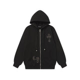 Chrome Hearts Rhinestone Cross Hoodie - Black Gothic Streetwear Chrome-Hearts