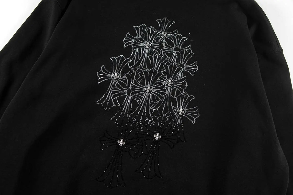 Luxury CHROME HEARTS  ZIP-UP Hoodie Firework Cross Chrome-Hearts
