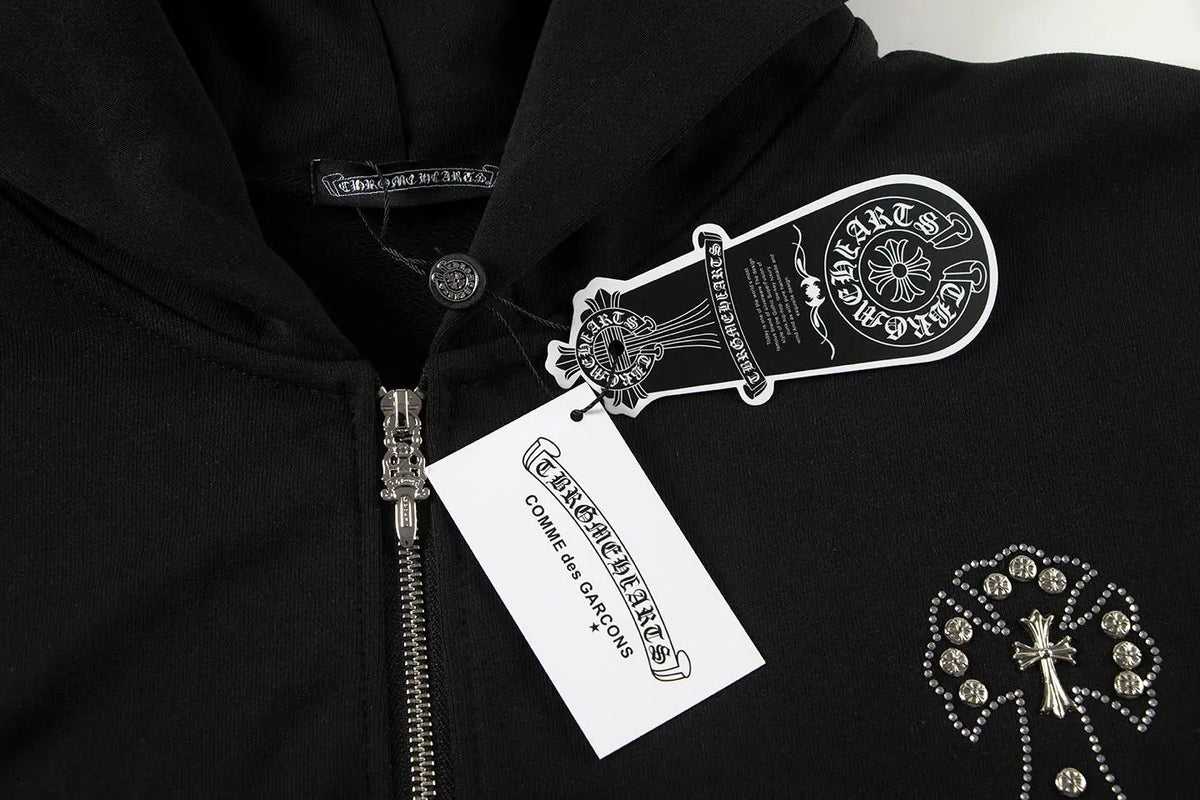 Luxury CHROME HEARTS  ZIP-UP Hoodie Firework Cross Chrome-Hearts