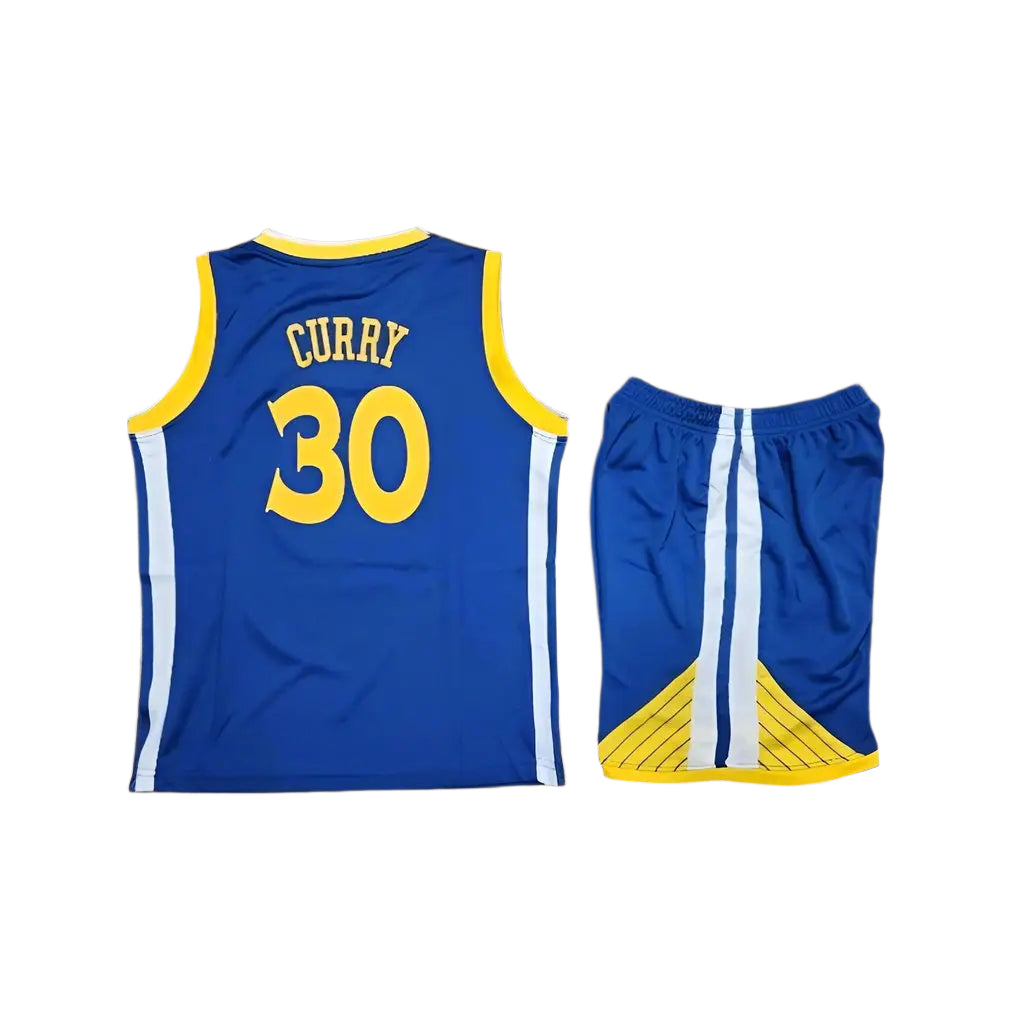 Golden State Warriors #30 Stephen Curry Blue kids jersey set Gorilla fits