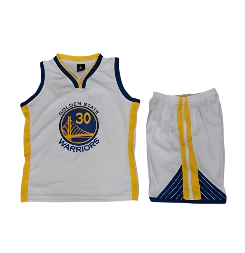 Golden State Warriors #30 Stephen Curry White kids jersey set Gorilla fits