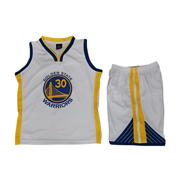 Golden State Warriors #30 Stephen Curry White kids jersey set Gorilla fits