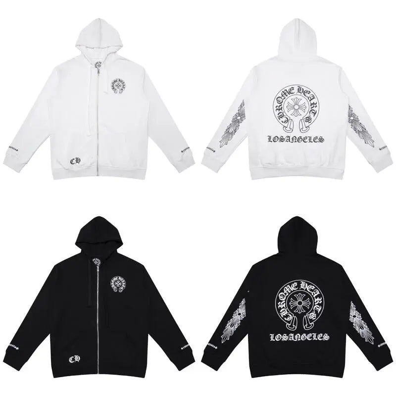 Luxury CHROME HEARTS  Horseshoe ZIP-UP Hoodie Gorilla Fits