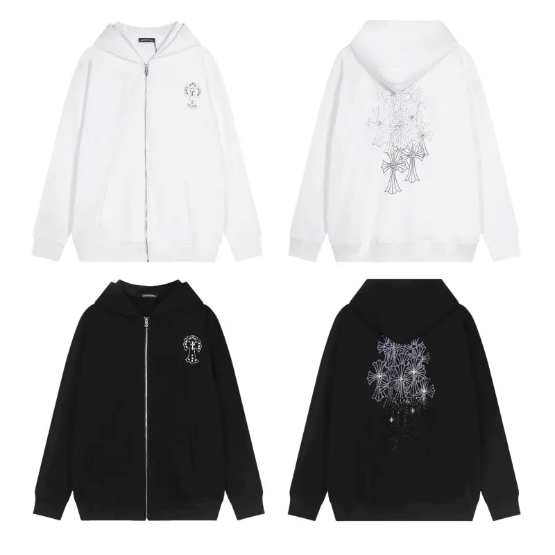 Luxury CHROME HEARTS  ZIP-UP Hoodie Firework Cross Chrome-Hearts