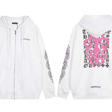 Luxury CHROME HEARTS Pink Paint ZIP-UP Hoodie Gorilla Fits