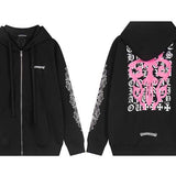 Luxury CHROME HEARTS Pink Paint ZIP-UP Hoodie Gorilla Fits