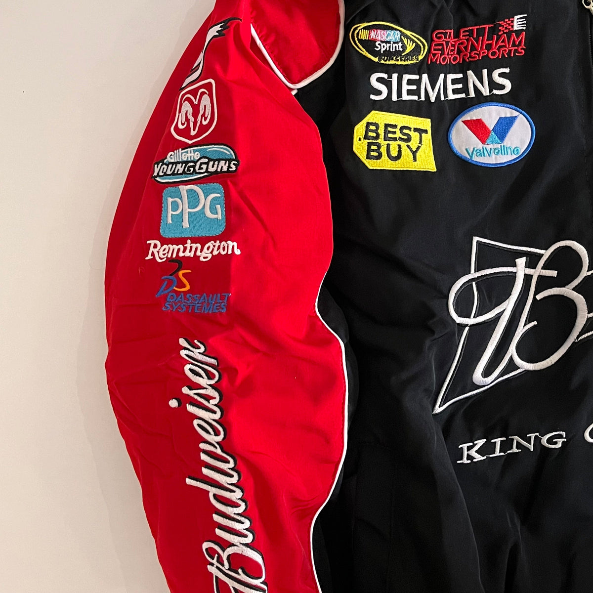 Budweiser Racing Jacket – Black & Red NASCAR Embroidered Bomber Gorilla Fits