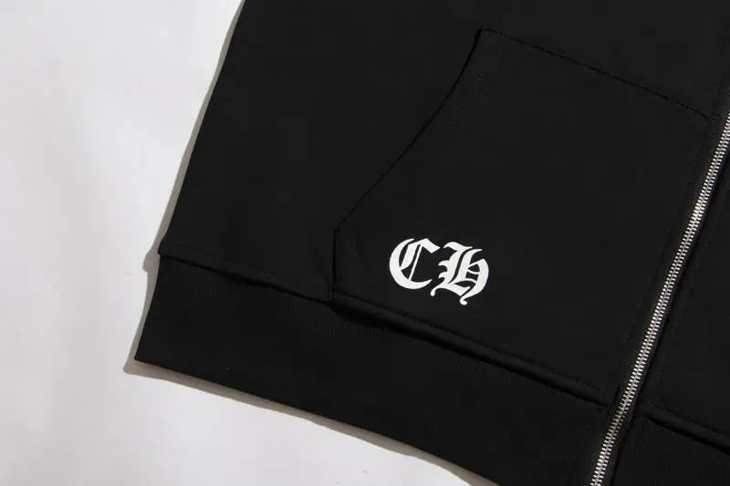 Luxury CHROME HEARTS  Horseshoe ZIP-UP Hoodie Gorilla Fits