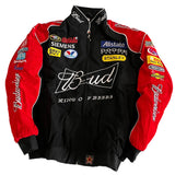 Budweiser Racing Jacket – Black & Red NASCAR Embroidered Bomber Gorilla Fits