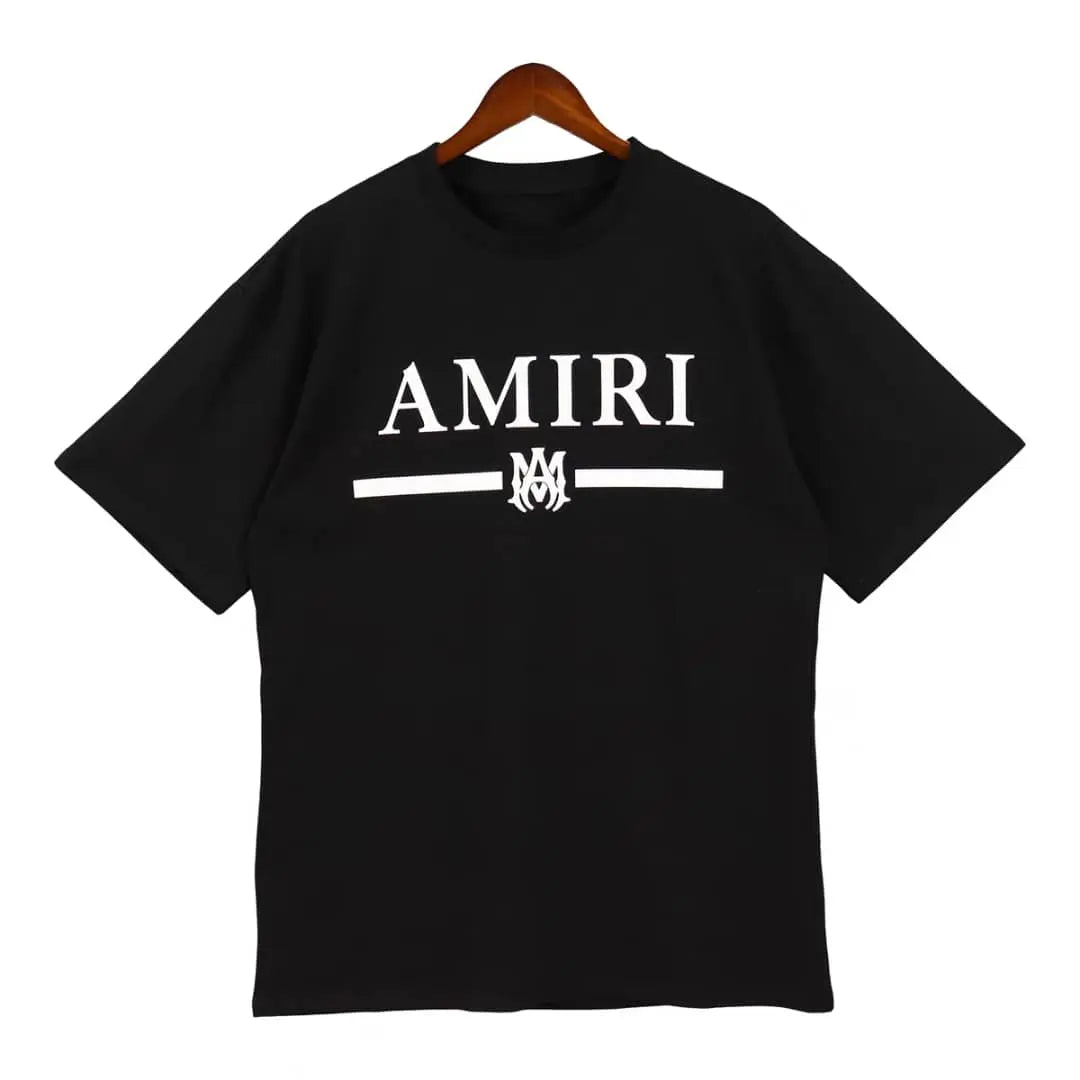 Black and White Amiri Designer logo print T-shirts and black shorts Full set. Buy 3 get 1 FREE Gorilla fits