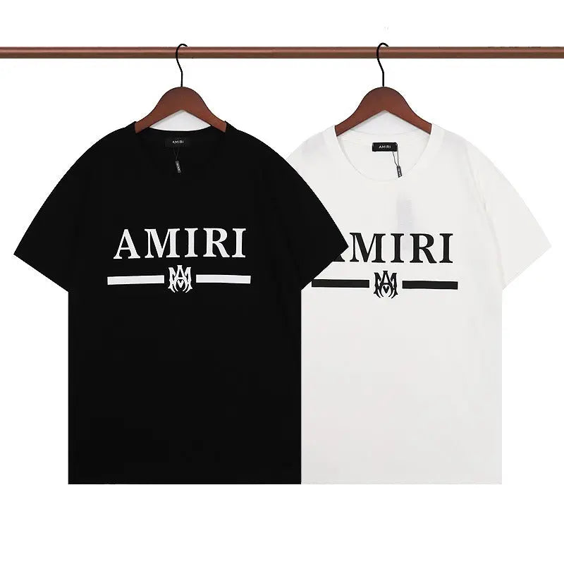 Black and White Amiri Designer logo print T-shirts and black shorts Full set. Buy 3 get 1 FREE Gorilla fits
