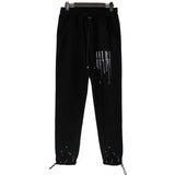 Amiri Black/Blue drip Embroidered paint, sweatpants black, blue, street wear pants, Amiri drip, modern fit. Gorilla fits