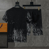 Black and white Amiri Cracked Designer T-shirts and shorts set . Buy 3 get 1 FREE Gorilla fits