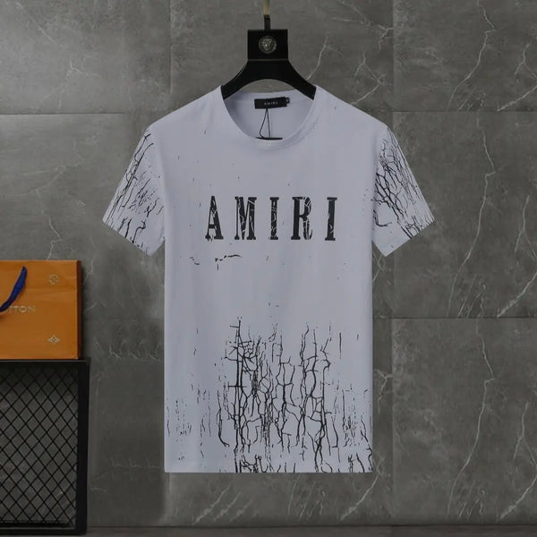 Black and white Amiri Cracked Designer T-shirts and shorts set . Buy 3 get 1 FREE Gorilla fits