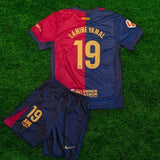 New 24/25 Barcelona kids Soccer/football Jersey and Shorts Set, Lamine Yamal/Rafinha/Pedre and more. Gorilla fits