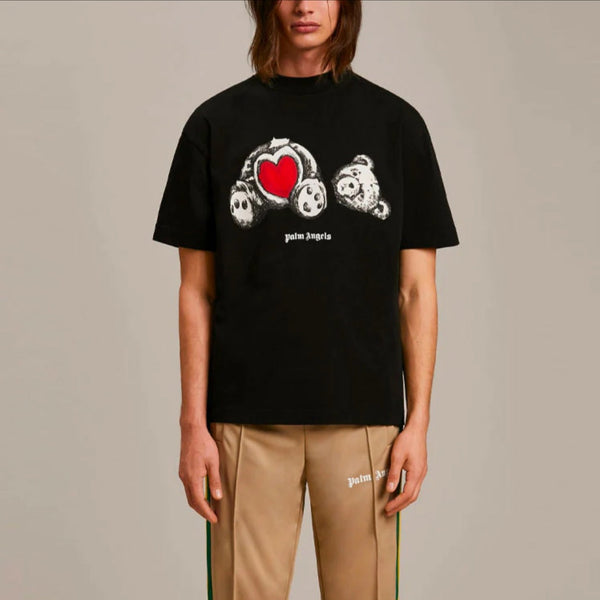 PalmAngels Red Heart Bear Black Baggy tee. Buy 3 get 1 FREE Gorilla fits