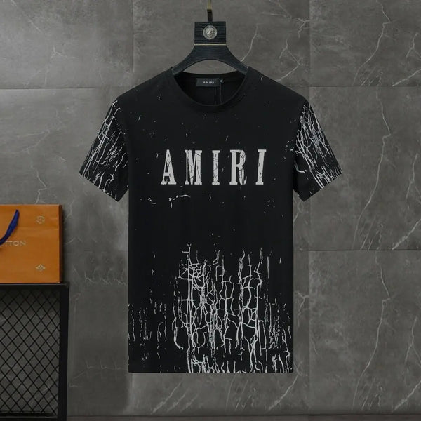 Black and white Amiri Cracked Designer T-shirts and shorts set . Buy 3 get 1 FREE Gorilla fits