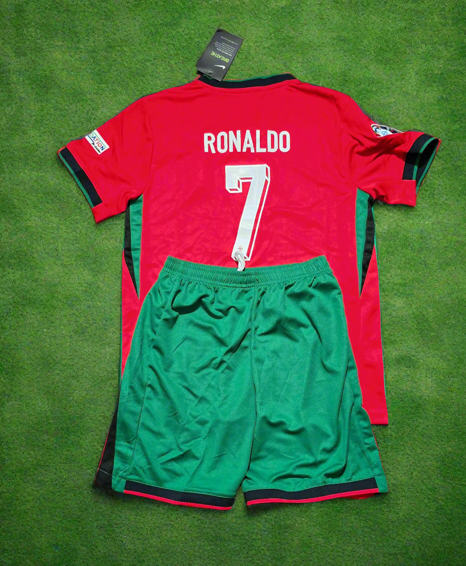Ronaldo Portugal Euro 2024 HOME and Away  KIT – Authentic quality for Kids Gorilla fits