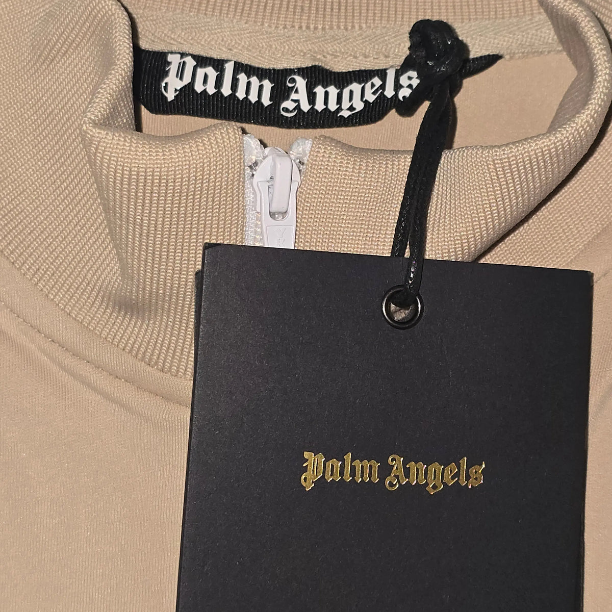 Palm Angles Classic Track stripe Jacket Black/tan logo print Gorilla fits