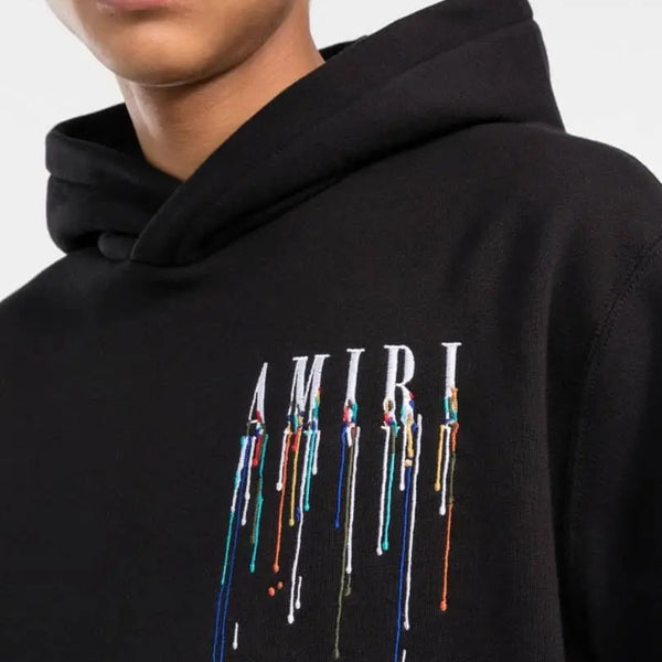 AMIRI Fashion drip paint hoodie unisex streetwear, Oversized Unisex long Sleeves, White drip paint/Black paint/Blue paint, hoodie/ pullover