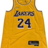 Nba Mens Kobe Bryant jersey Lakers Kb #24 yellow/Black Mamba Day Swingman Jersey #8 infront and #24 on back. Kobe Bryant tribute.