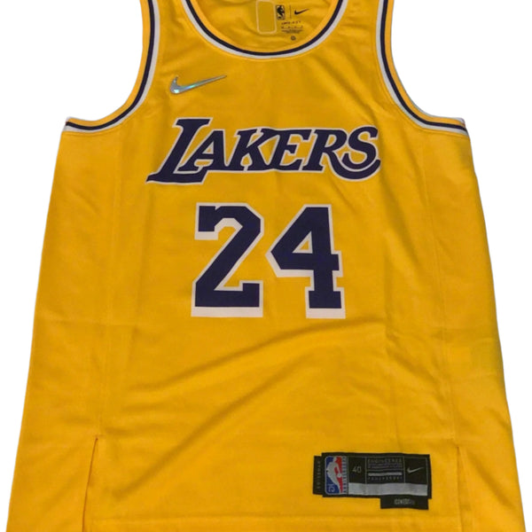 Nba Mens Kobe Bryant jersey Lakers Kb #24 yellow/Black Mamba Day Swingman Jersey #8 infront and #24 on back. Kobe Bryant tribute.