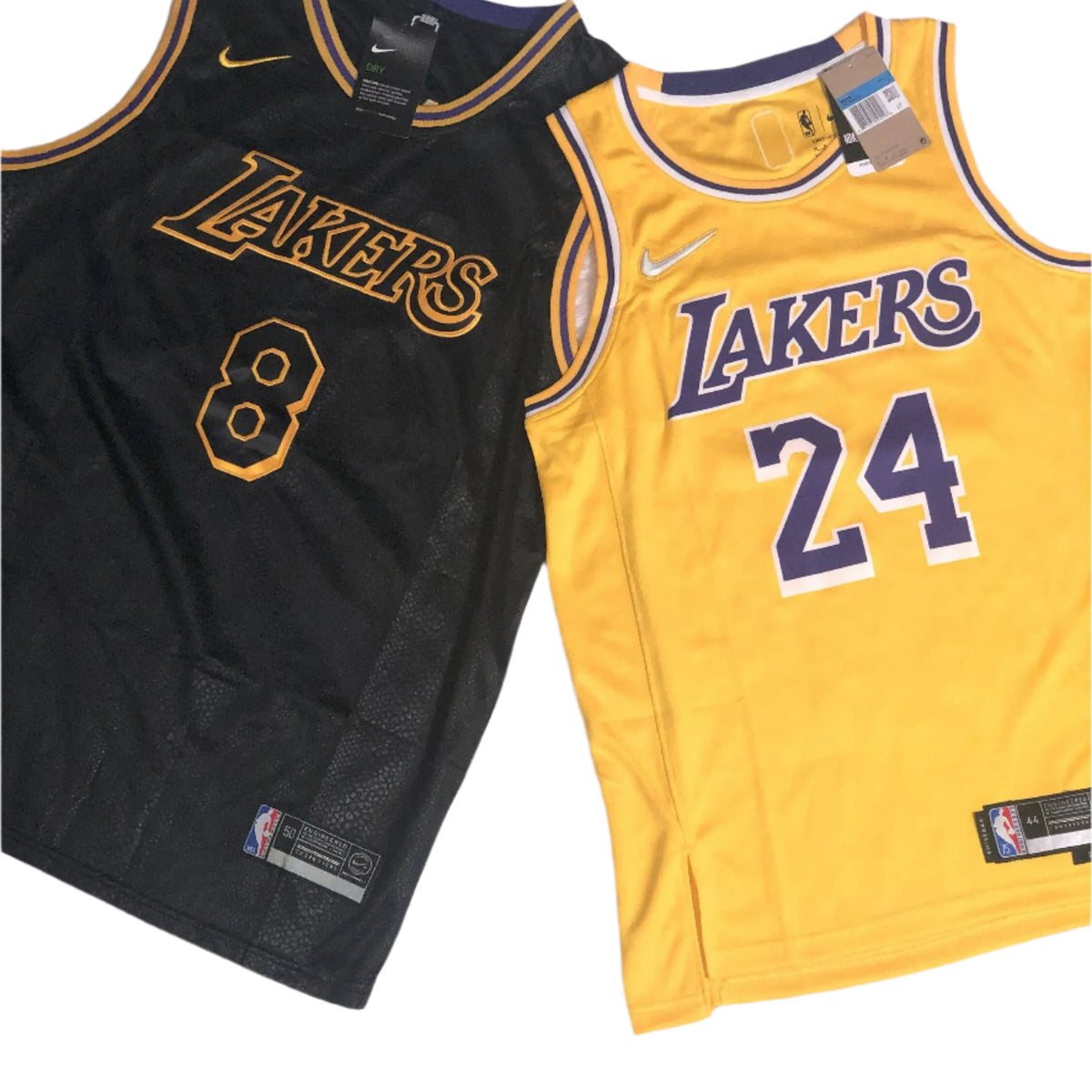 Nba Mens Kobe Bryant jersey Lakers Kb #24 yellow/Black Mamba Day Swingman Jersey #8 infront and #24 on back. Kobe Bryant tribute.